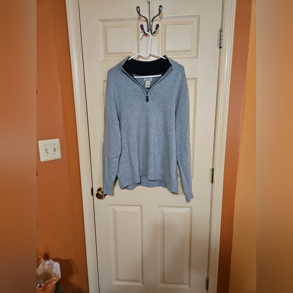 Men’s Gray L.L. Bean 1/4 Zip Pullover Sweater Size L Style #287736